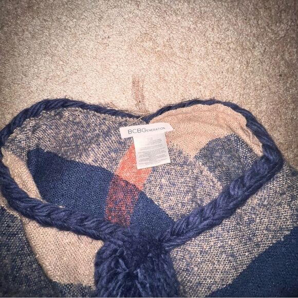BCBG Blue and Red Poncho OS - Picture 3 of 3